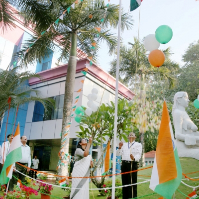 Dr. Anitha Thampi, Chairman and Managing Director, hoisting the National Flag at Corporate Head Office, Thiruvananthapuram on 26 January 2025.