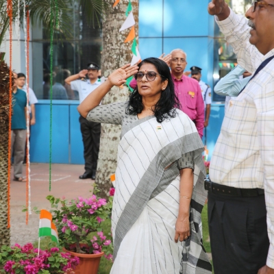 Dr. Anitha Thampi, Chairman and Managing Director, hoisting the National Flag at Corporate Head Office, Thiruvananthapuram on 26 January 2025.